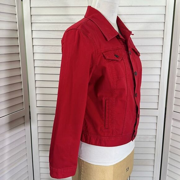 Talbots Classic Red Denim Jacket Size LP NWOT - Picture 6 of 14